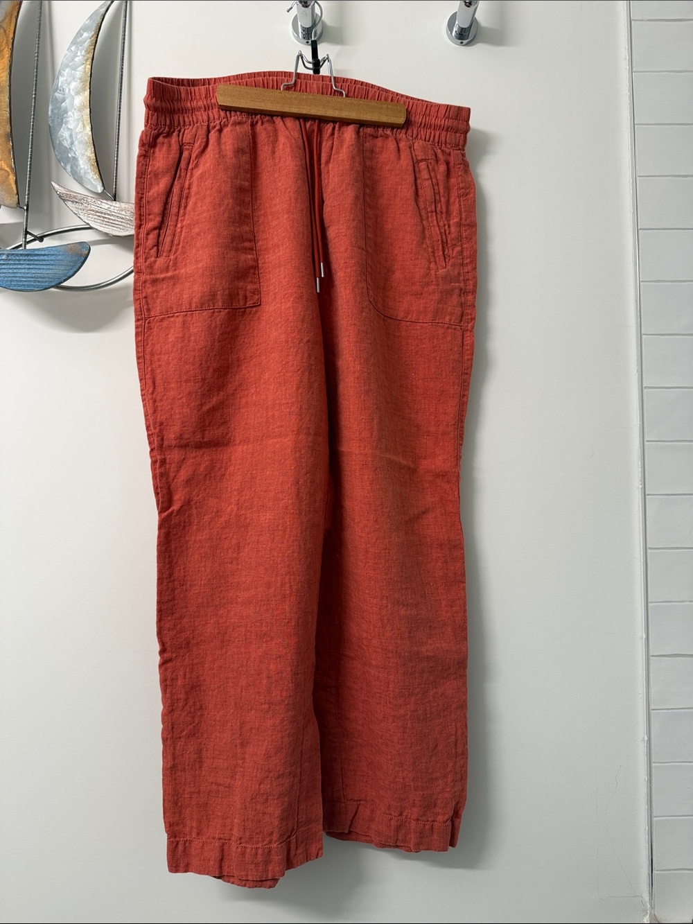 Women’s Relaxed Drawstring Linen Pants - Rust